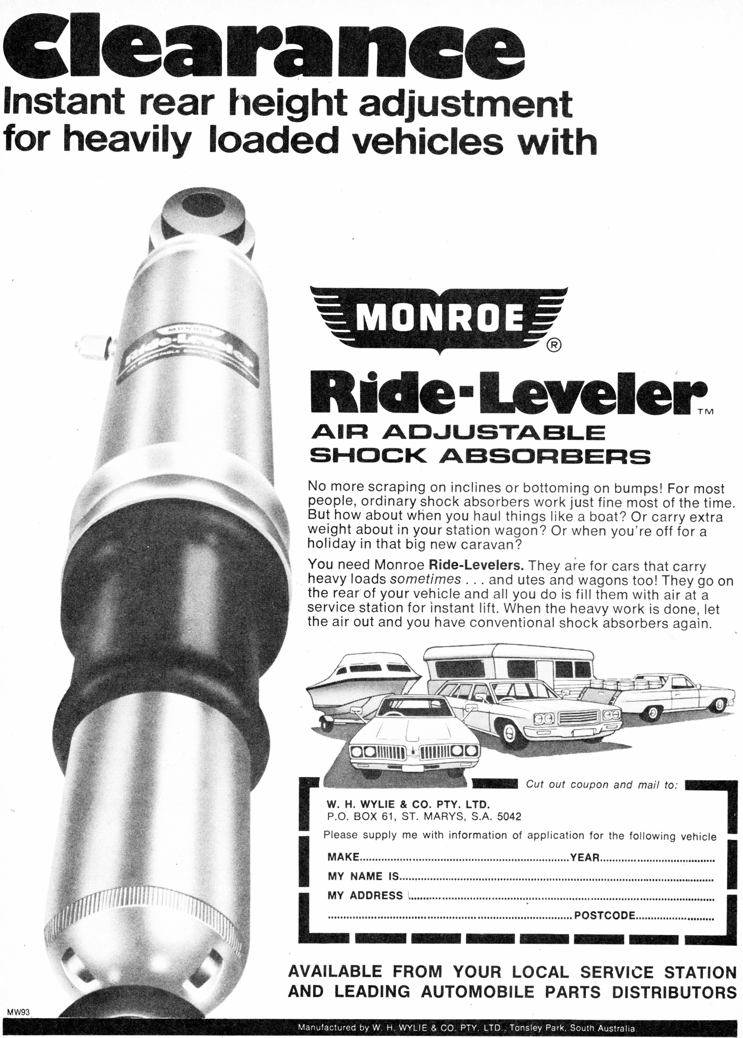 1974 Monroe Ride-Lever Adjustable Shock Absorbers